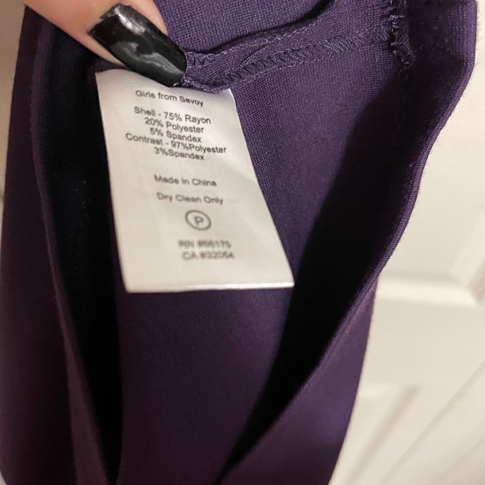 Girls From Savoy Anthropologie Women's Purple Velvet Ribbon Pencil Skirt Size 2 - Picture 8 of 9